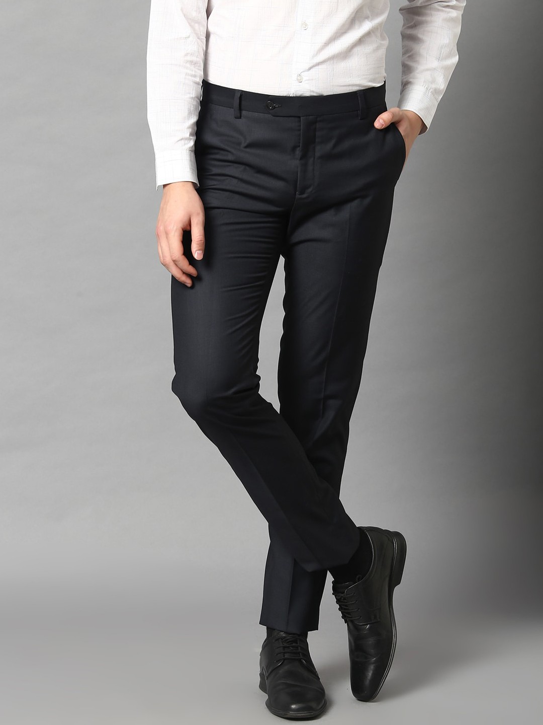 

HARSAM Men Grey Formal Trousers