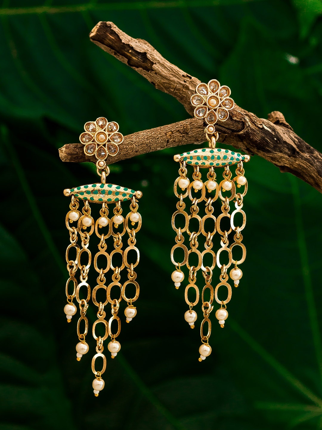 

Aadita Gold-Toned Contemporary Jhumka Earrings