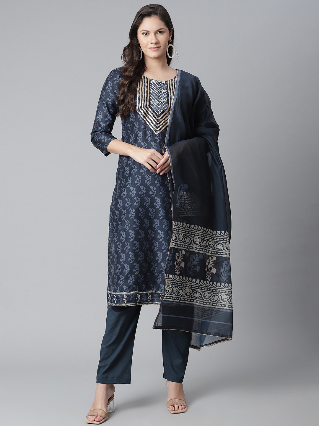 

Readiprint Fashions Blue Printed Unstitched Dress Material