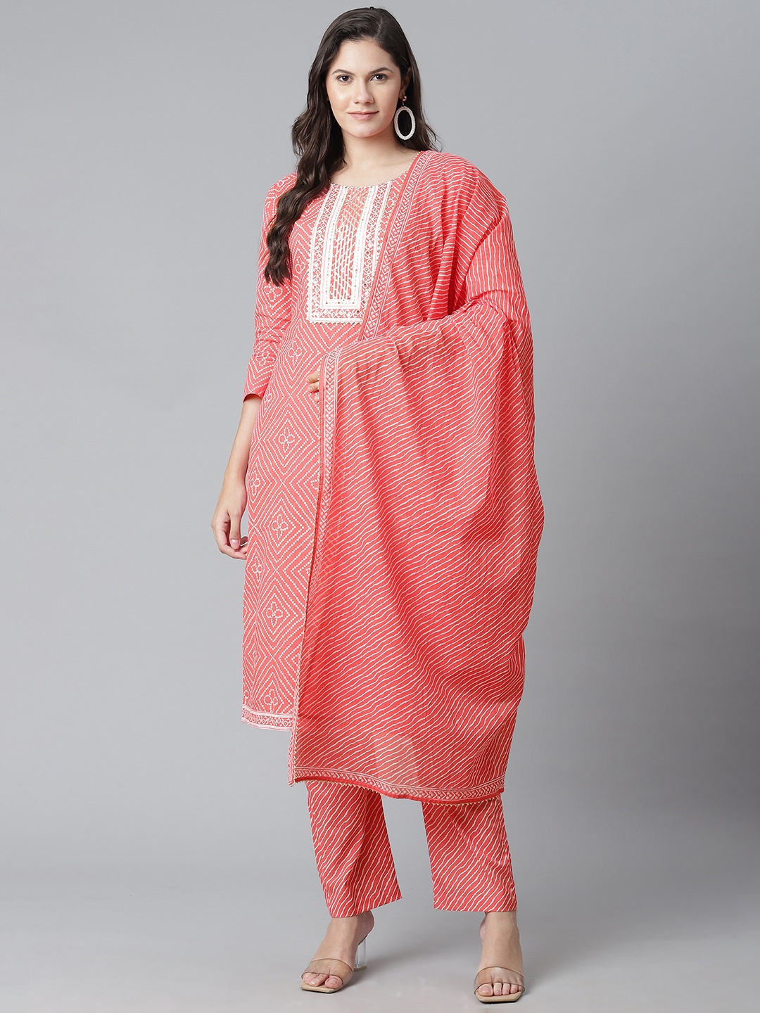 

Readiprint Fashions Pink & White Printed Unstitched Dress Material