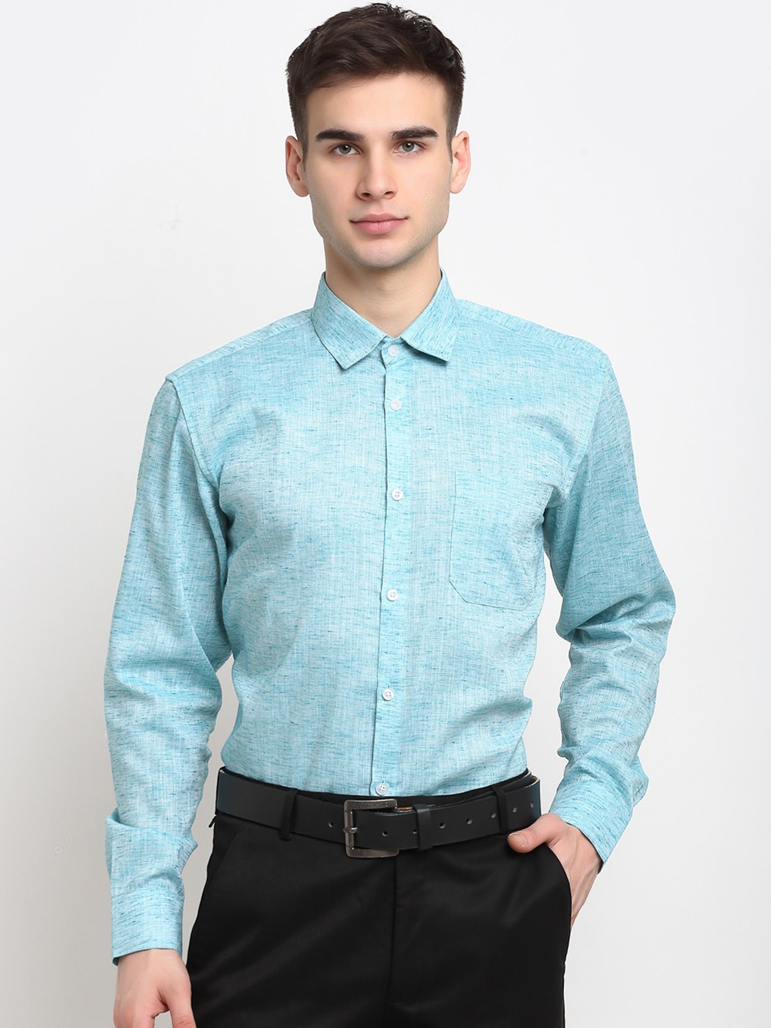 

JAINISH Men Sea Green Cotton Formal Shirt