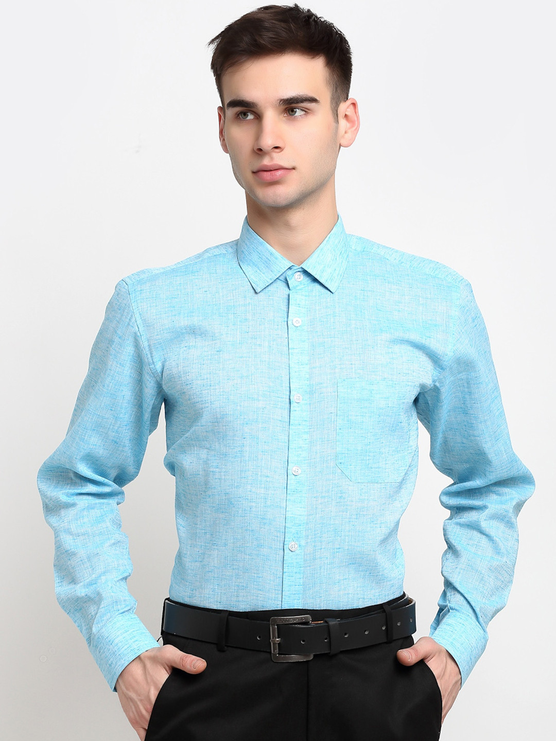 

JAINISH Men Blue Solid Cotton Formal Shirt