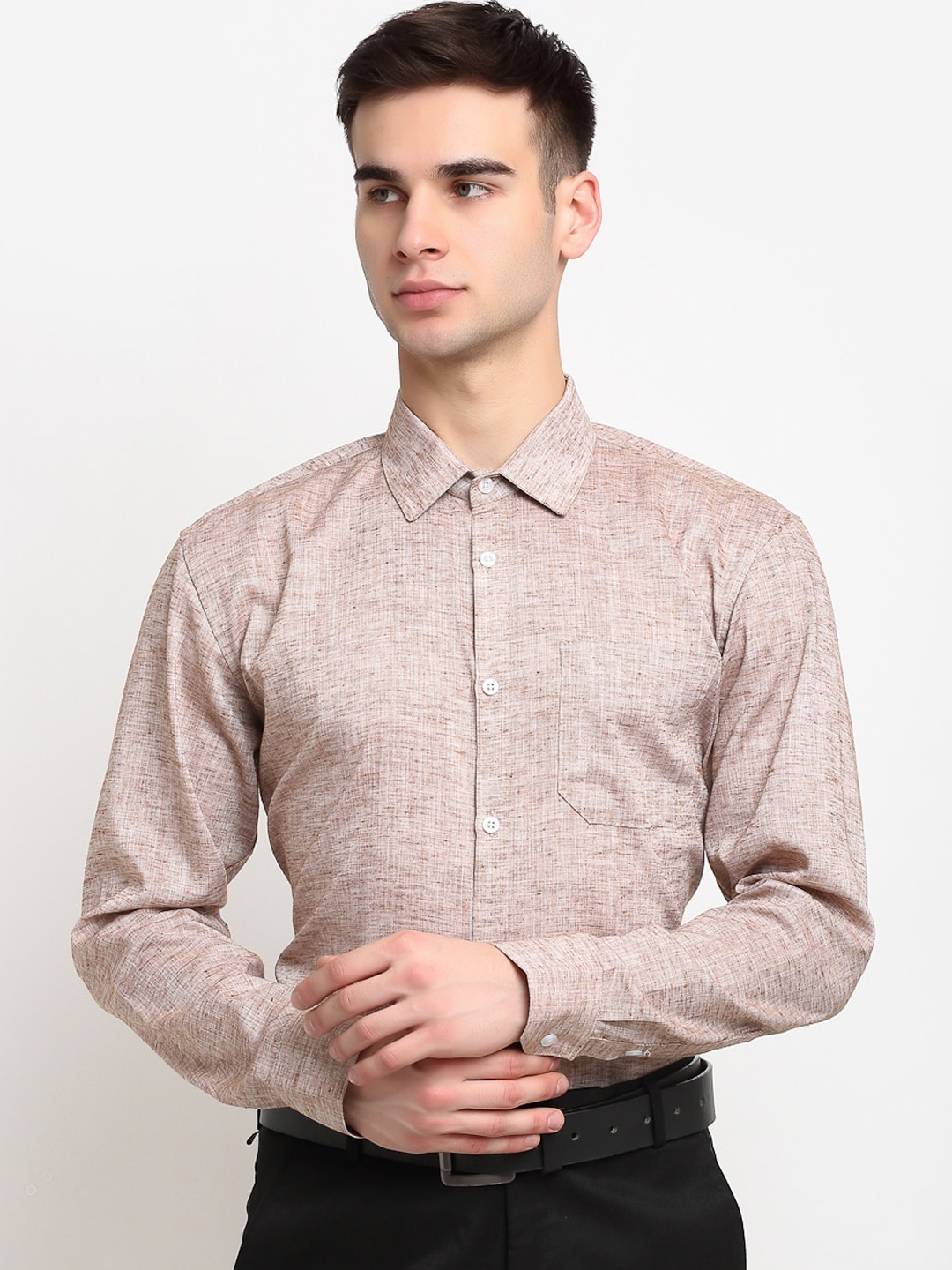 

JAINISH Men Rust Cotton Formal Shirt