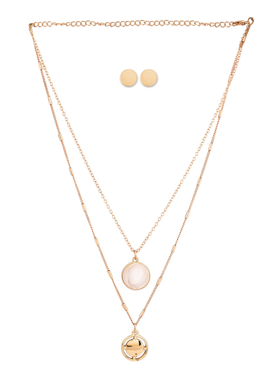 

AMI Gold-Plated & White Stone-Studded Layered Jewellery Set