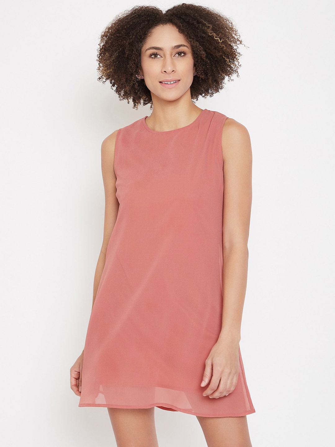 

La Zoire Women Pink Georgette A-Line Tie-up Mini Dress