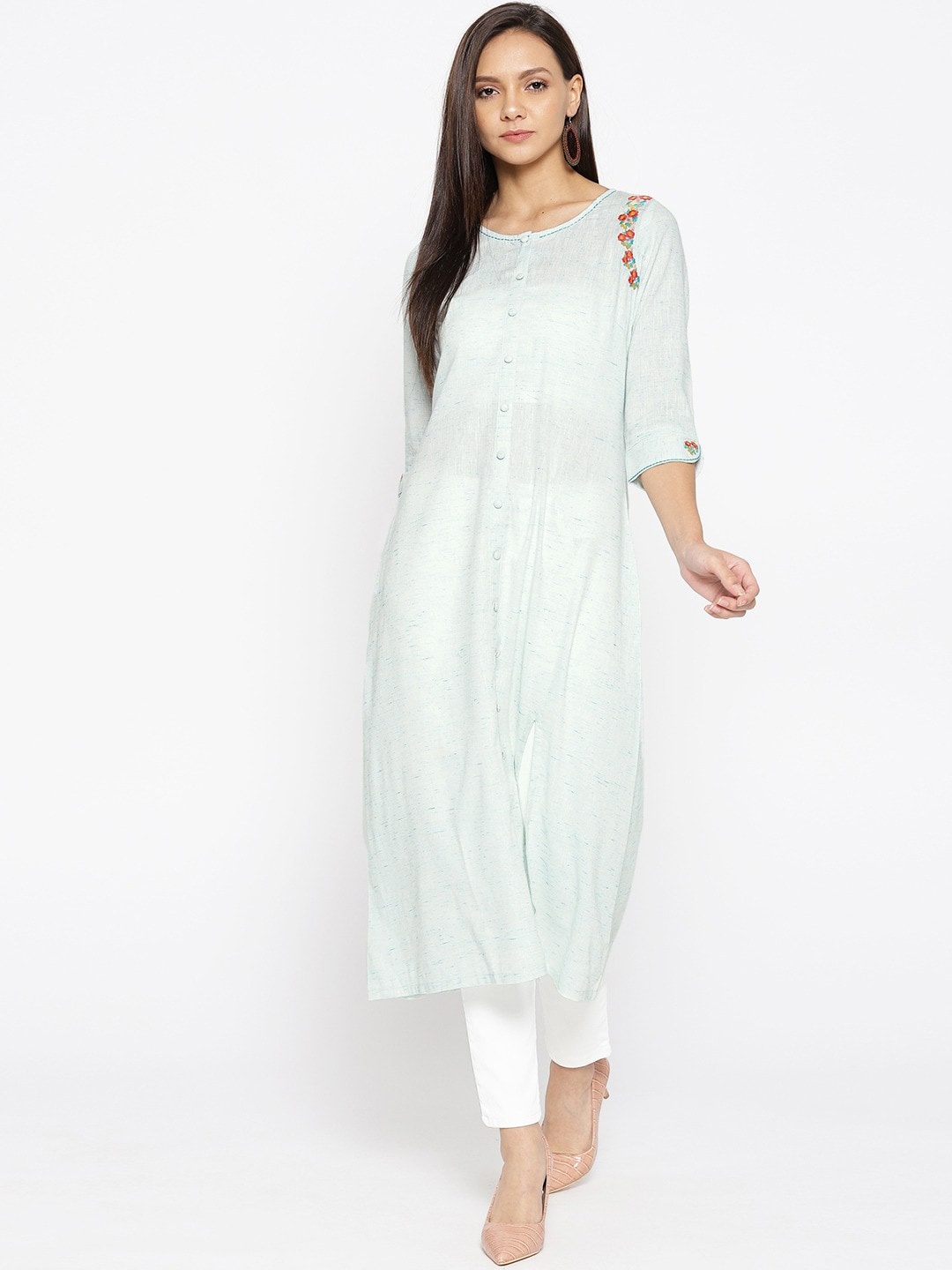 

Be Indi Women Blue Embroidered Kurta