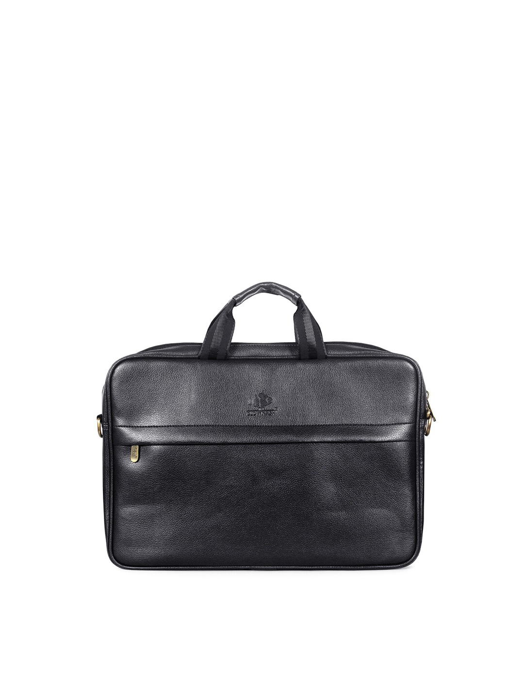 

THE CLOWNFISH Unisex Black Leather Laptop Bag