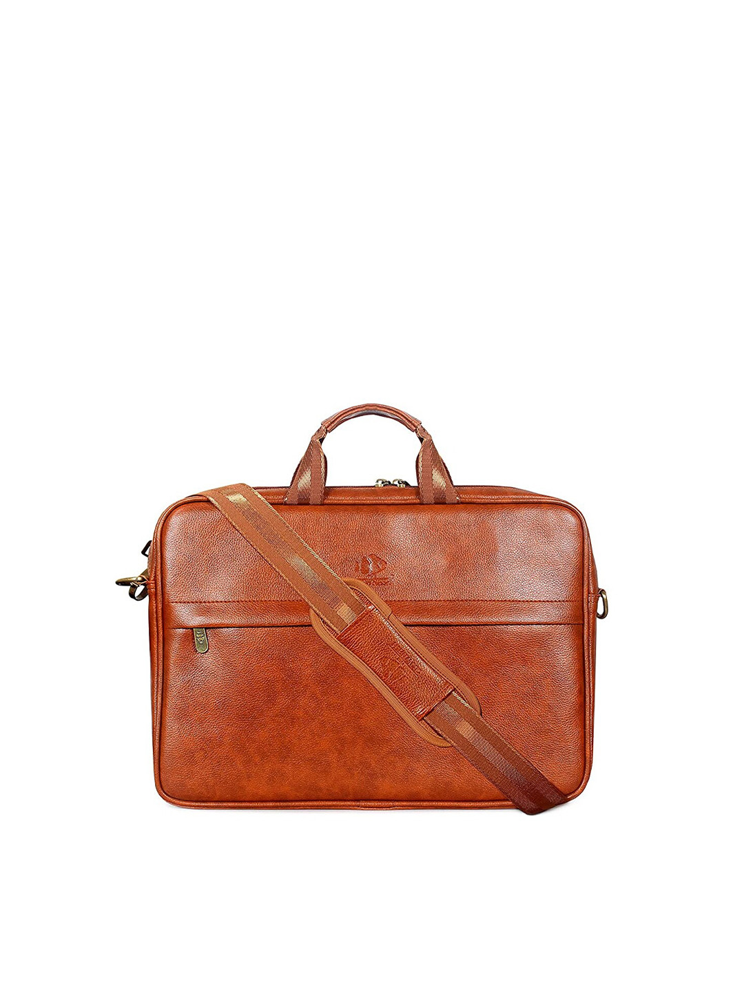 

THE CLOWNFISH Unisex Tan Leather Laptop Bag