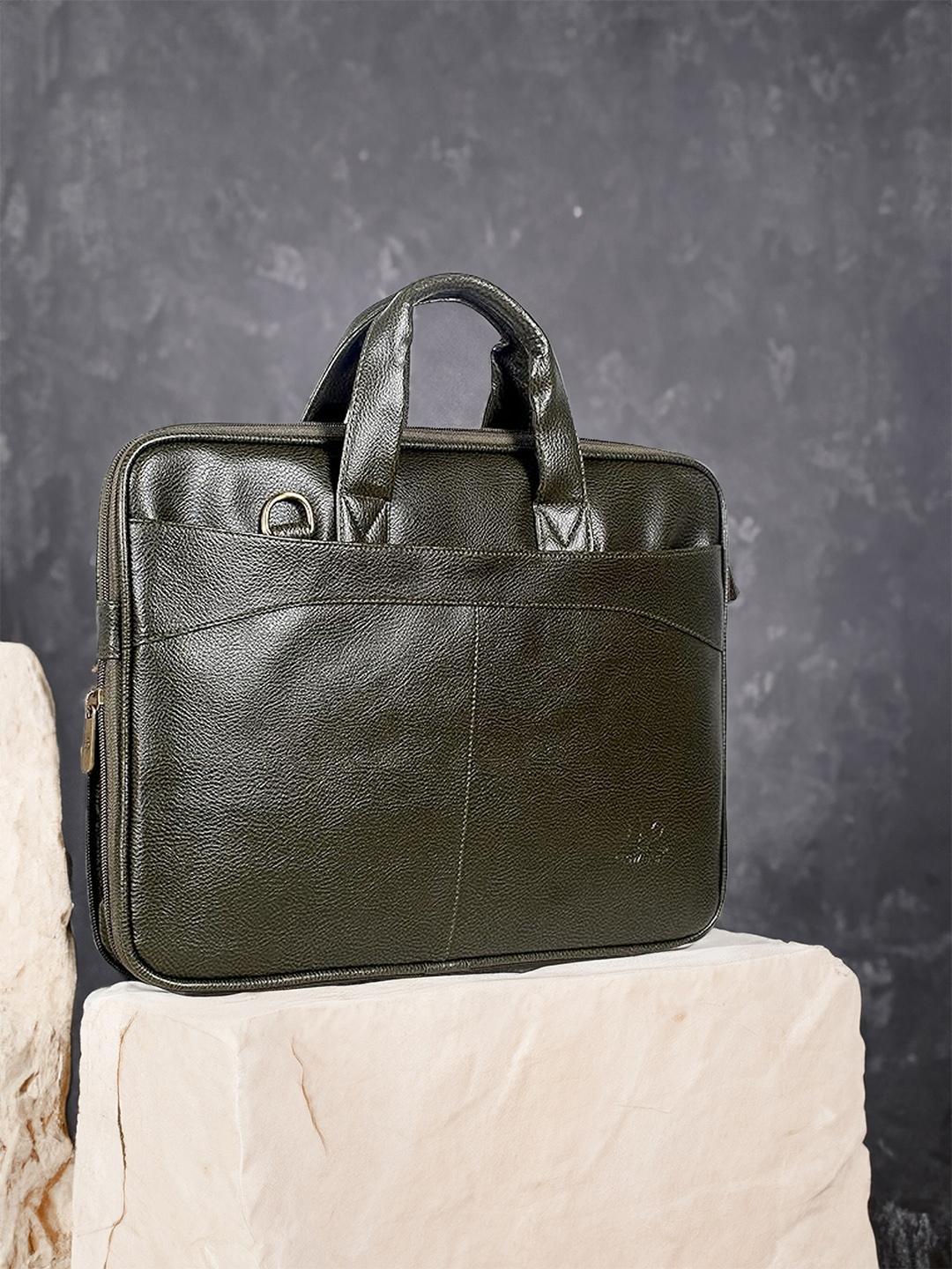

THE CLOWNFISH Glamour Unisex Green Leather Laptop Bag