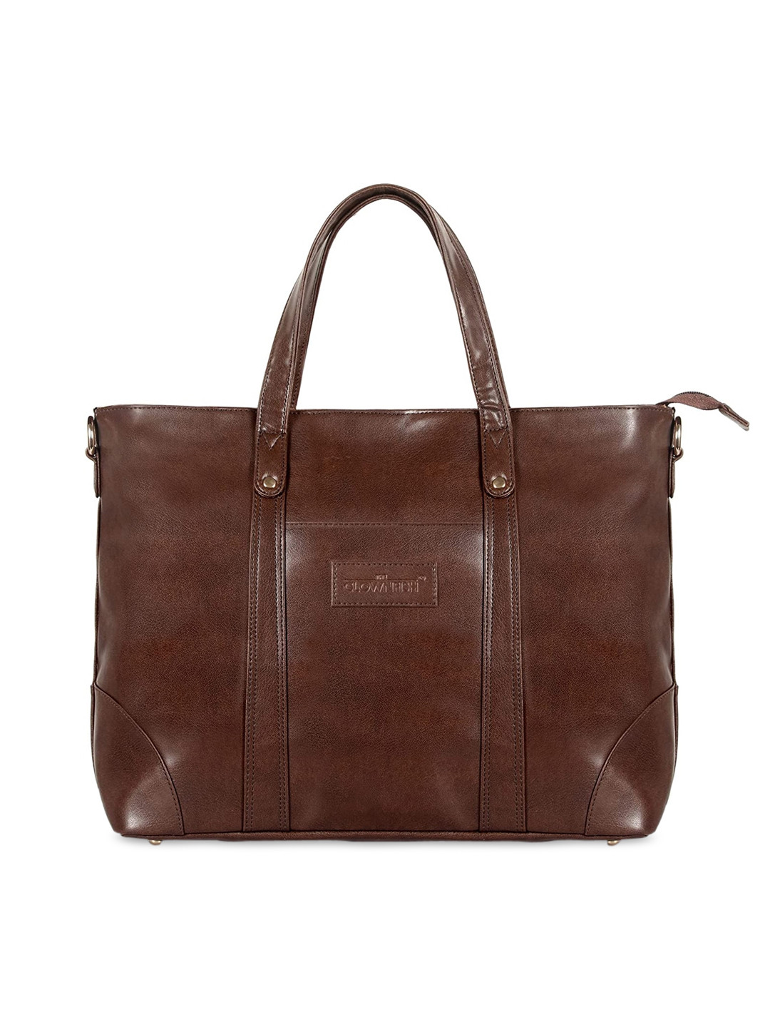 

THE CLOWNFISH Bernadea Coffee Brown Textured Leather 14 Inch Laptop Handheld Bag