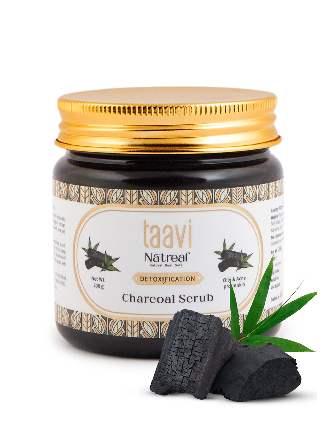 

Taavi Natreal Detoxifying Sustainable Charcoal Scrub for Oily & Acne Prone Skin 200 g, Black
