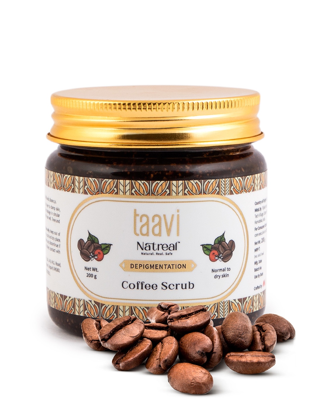 

Taavi Natreal Depigmentation Sustainable Coffee Scrub for Normal to Dry Skin 200 g, Coffee brown