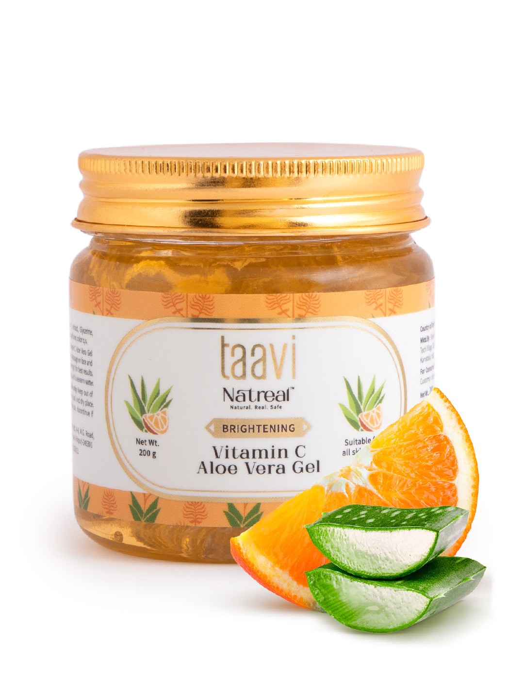 

Taavi Sustainable Vitamin C Aloe Vera Gel for All Skin Types 200 g, Orange