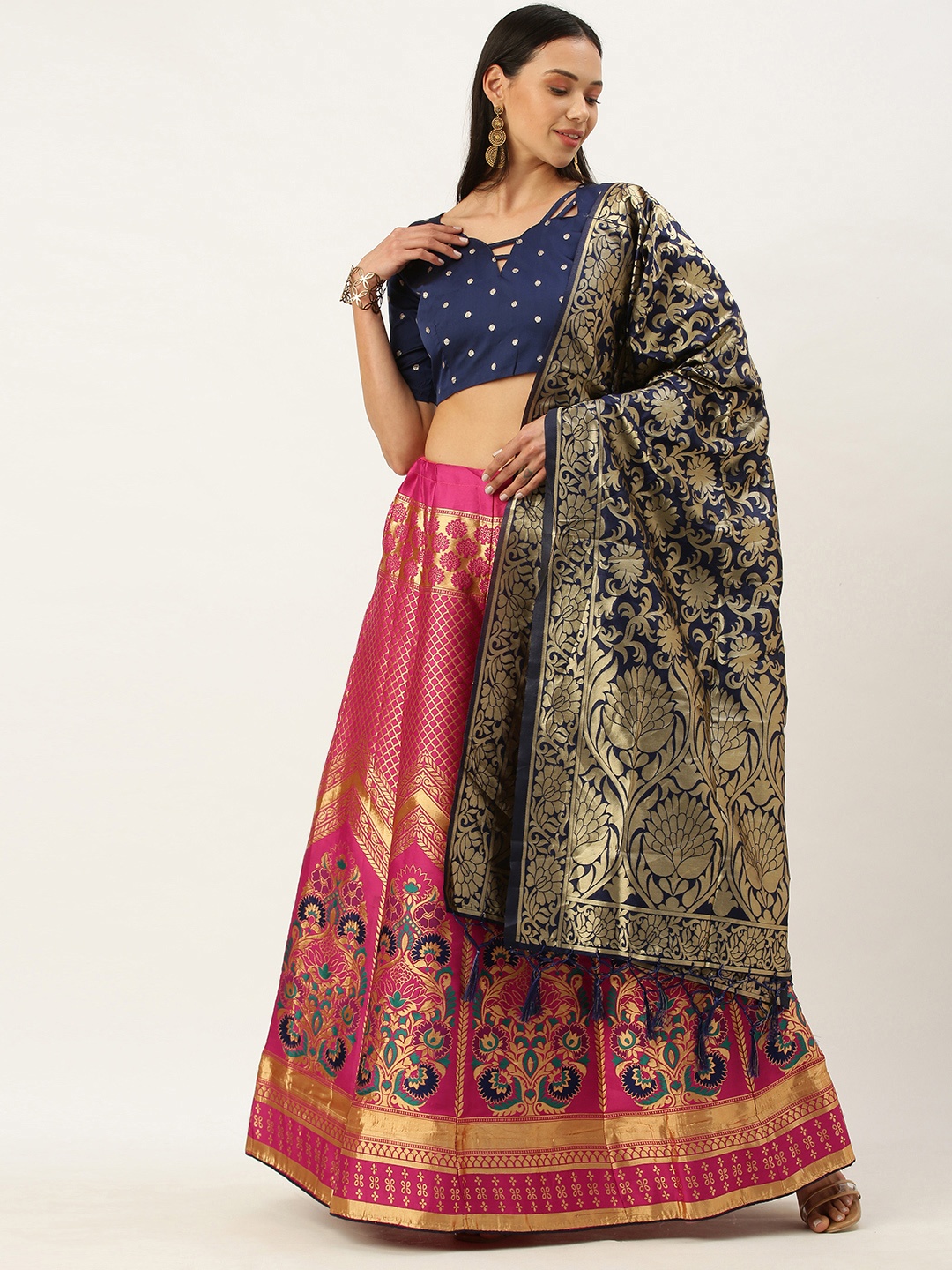

Mameraa Multicoloured Semi-Stitched Lehenga & Unstitched Blouse With Dupatta, Multi