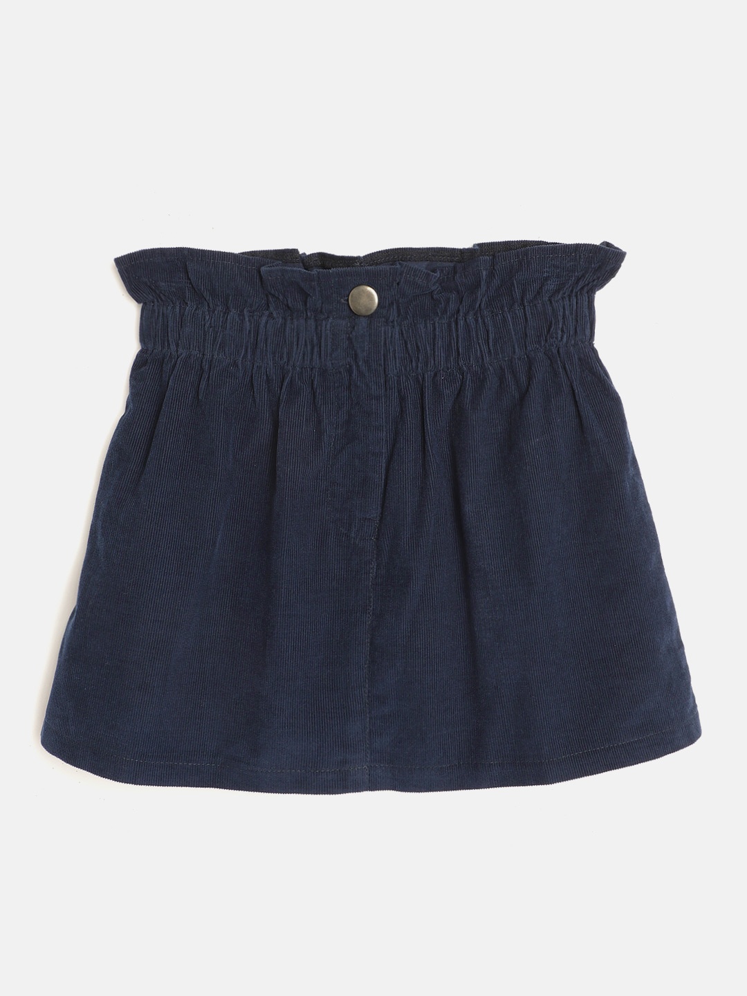 

luyk Kids Girls Navy Blue Pure Cotton Solid Corduroy A-Line Skirt