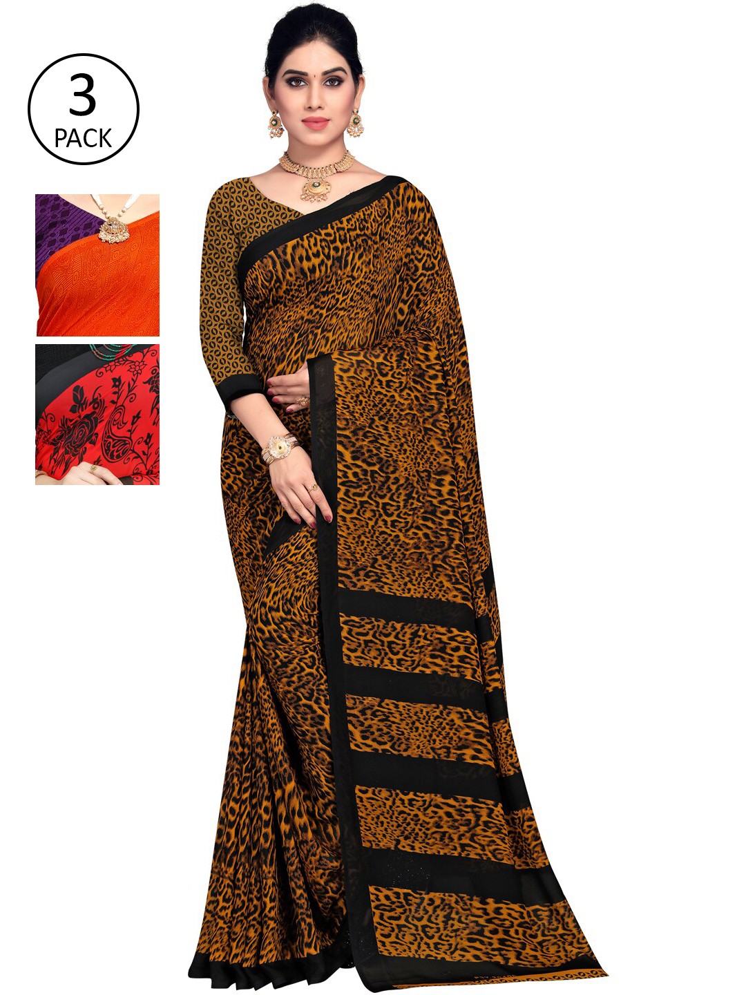 

KALINI Multicoloured Pack of 3 Printed Saree, Multi