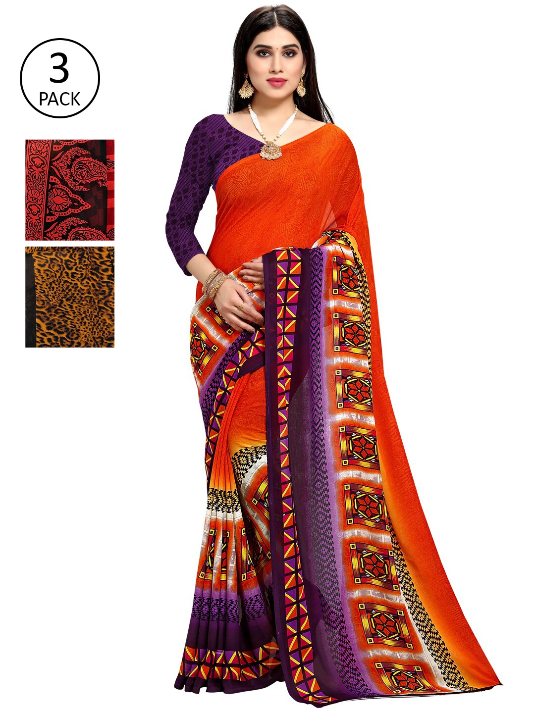 

KALINI Multicoloured Pack of 3 Printed Saree, Multi