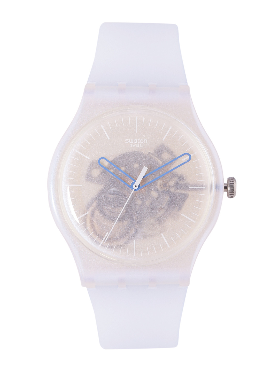 

Swatch Unisex Matte Transparent Swiss Made Water Resistant Analogue Watch SUOK154