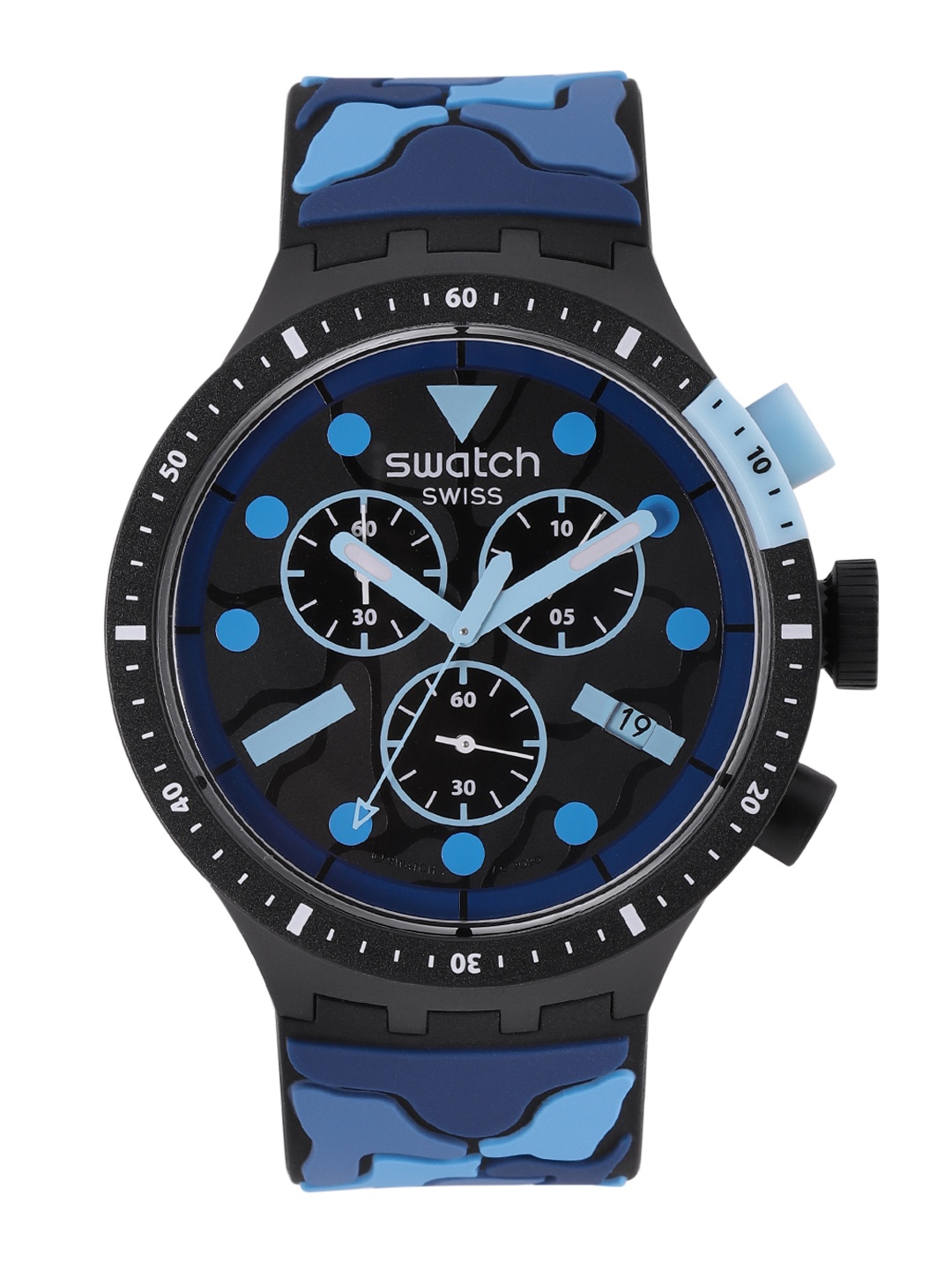 

Swatch Unisex Charcoal Grey Swiss Made Patterned Water Resistant Analogue Watch SB02B408