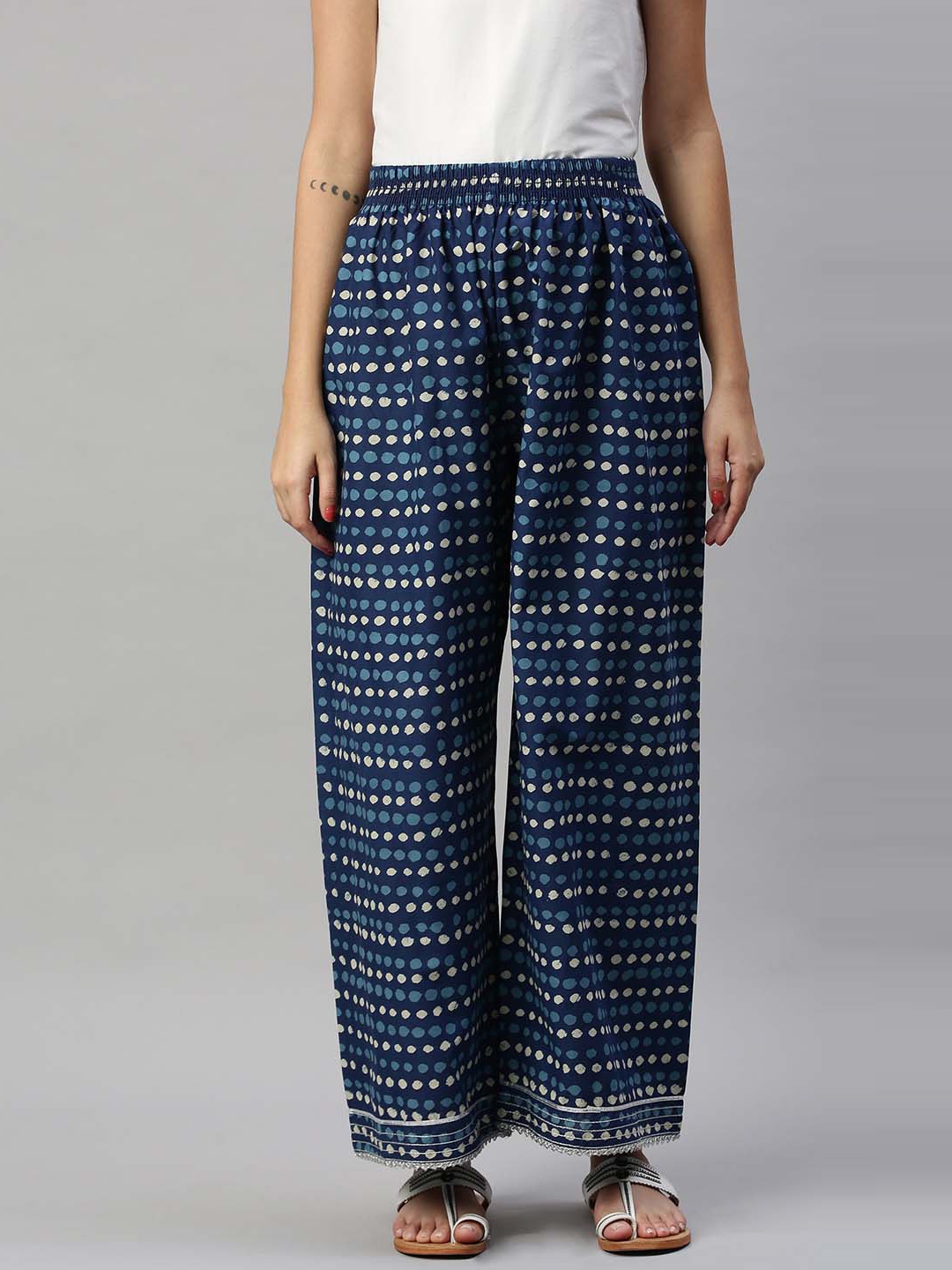 

Soch Women Blue Printed Palazzos
