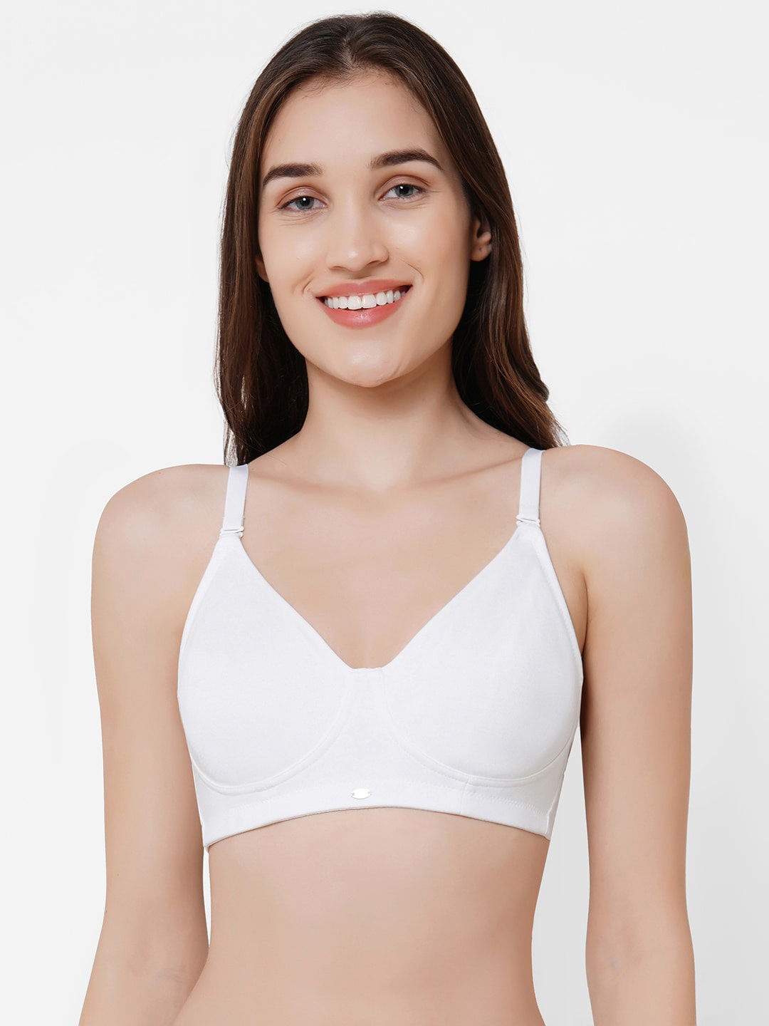 

Soie Non Padded Non-Wired Full Coverage Stretch Cotton T-shirt Bra CB-337, White