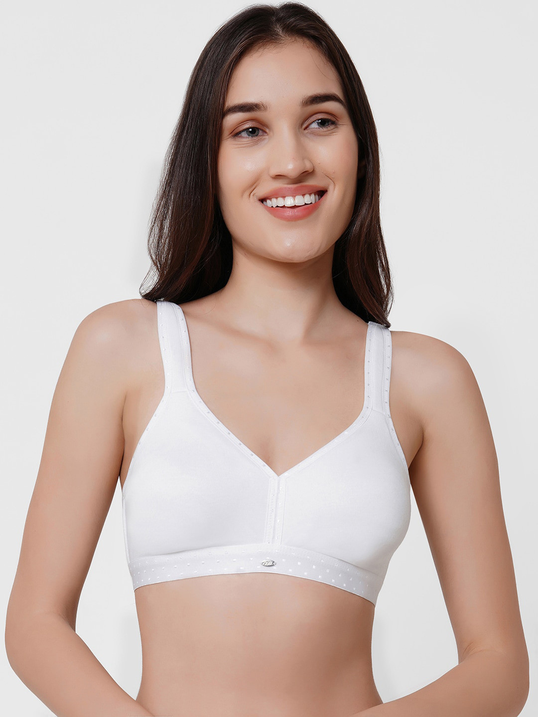 

SOIE Non Padded Non-Wired Full Coverage Stretch Cotton T-shirt Bra, White
