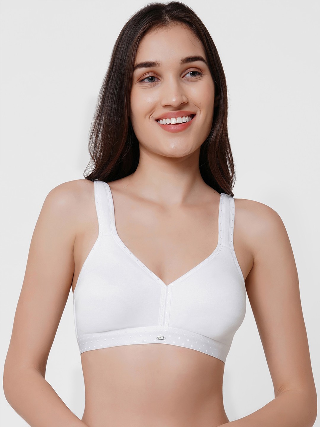 

SOIE Women Non Padded Non-Wired Full Coverage Stretch Cotton T-shirt Bra, White
