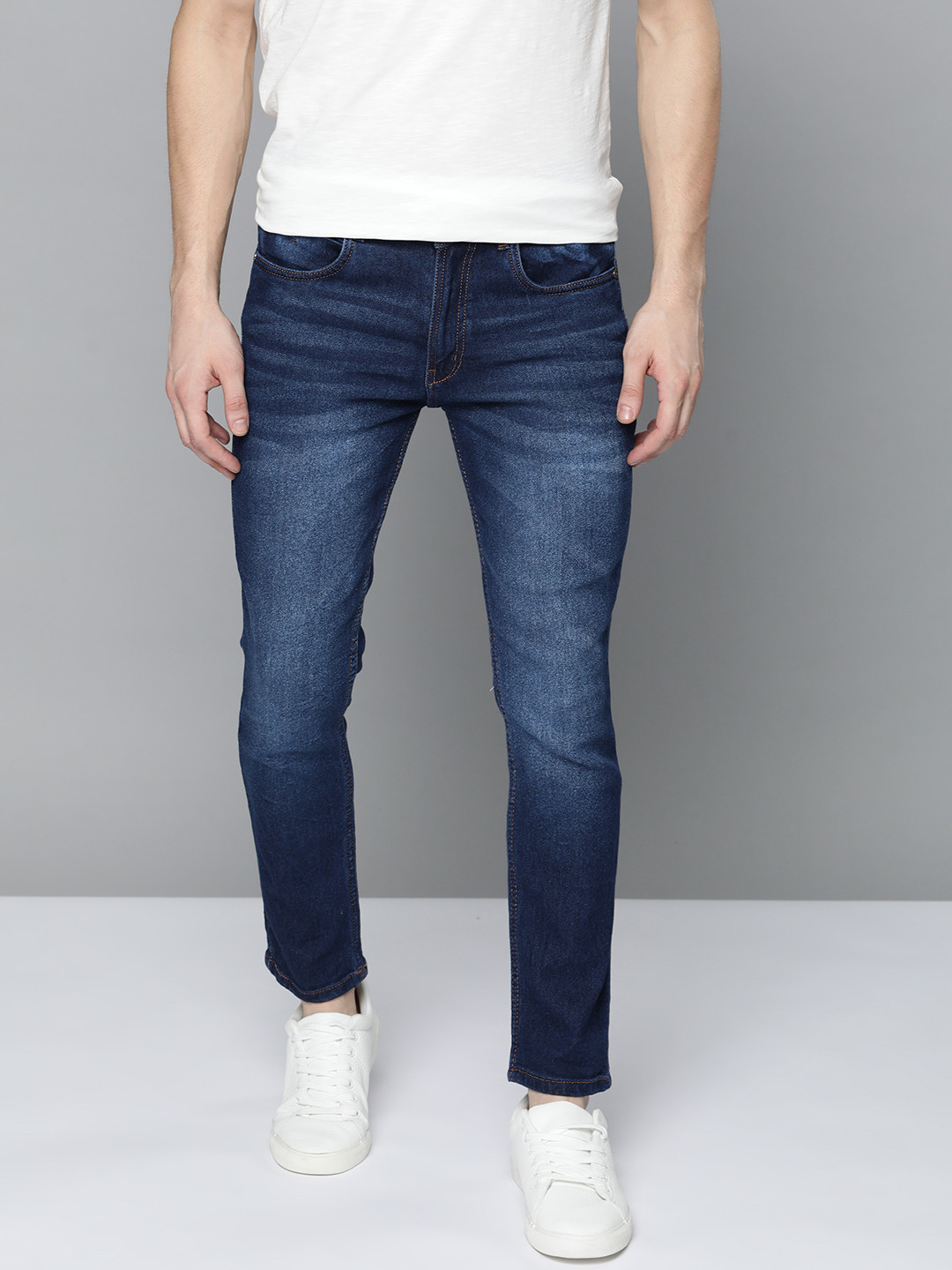 

Mast & Harbour Men Navy Blue Skinny Fit Light Fade Stretchable Jeans