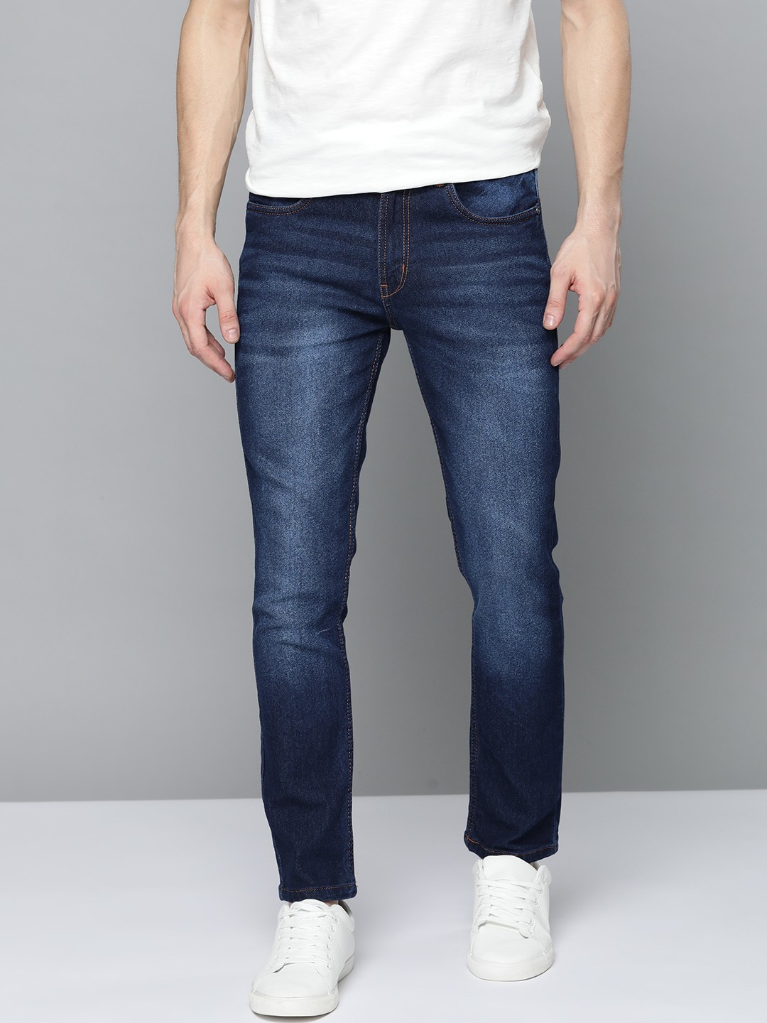 

Mast & Harbour Men Navy Blue Skinny Fit Light Fade Stretchable Jeans