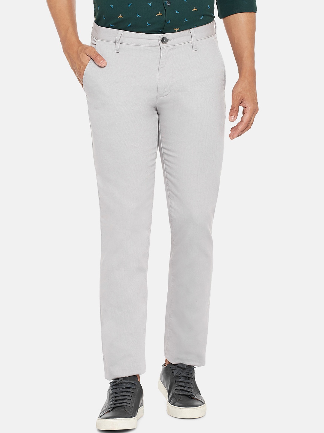 

BYFORD by Pantaloons Men Grey Slim Fit Low-Rise Trousers