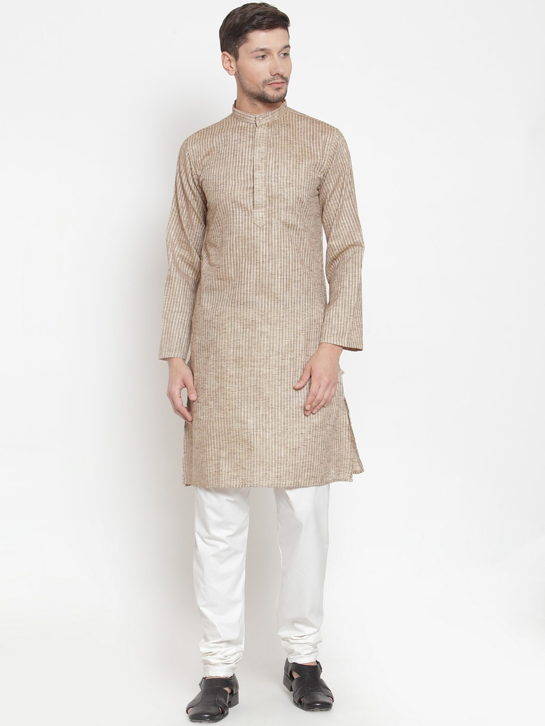 

KLOTTHE Men Brown Stripes Kurta