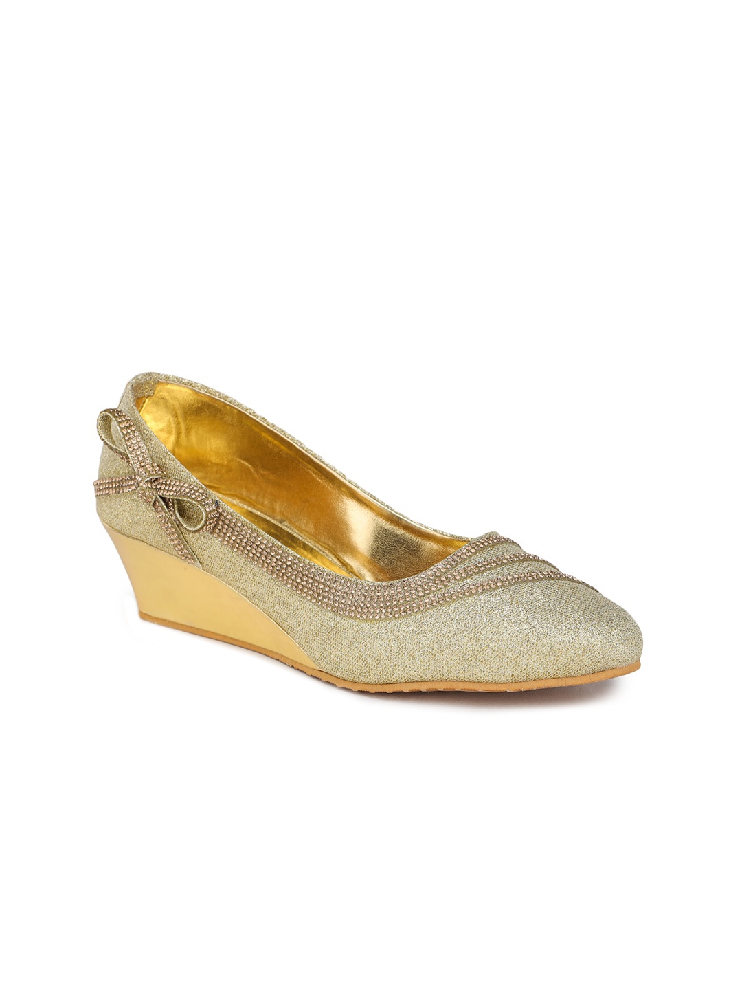 

LONDON STEPS Women Gold-Toned Wedge Pumps