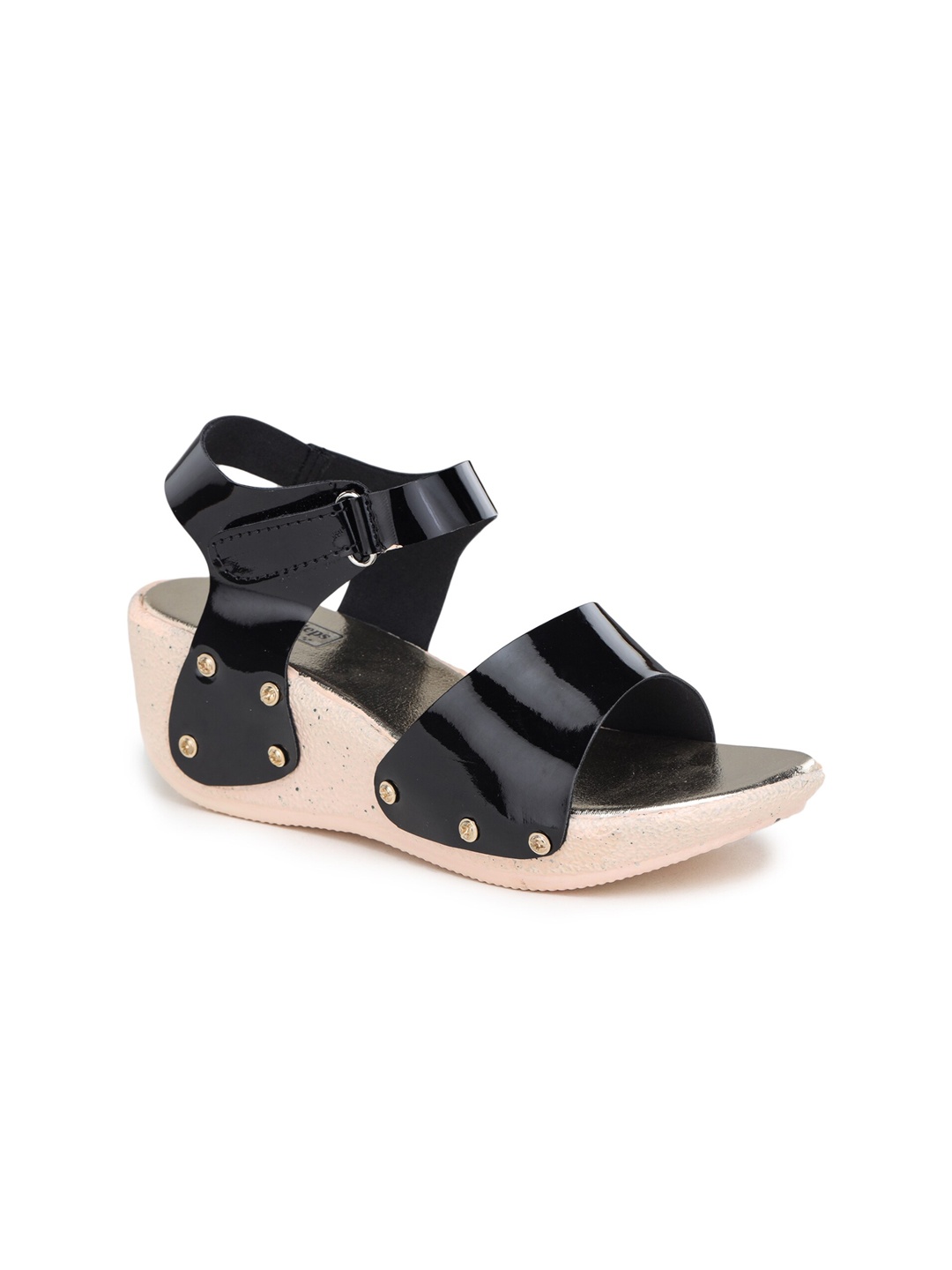 

LONDON STEPS Black Solid Wedge Sandals