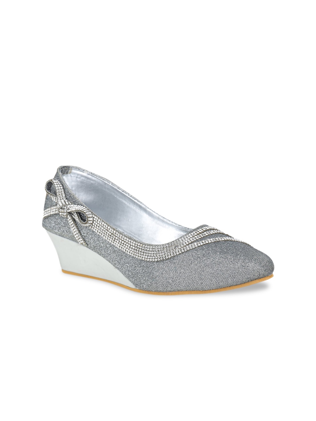 

LONDON STEPS Grey Wedge Embellished Pumps