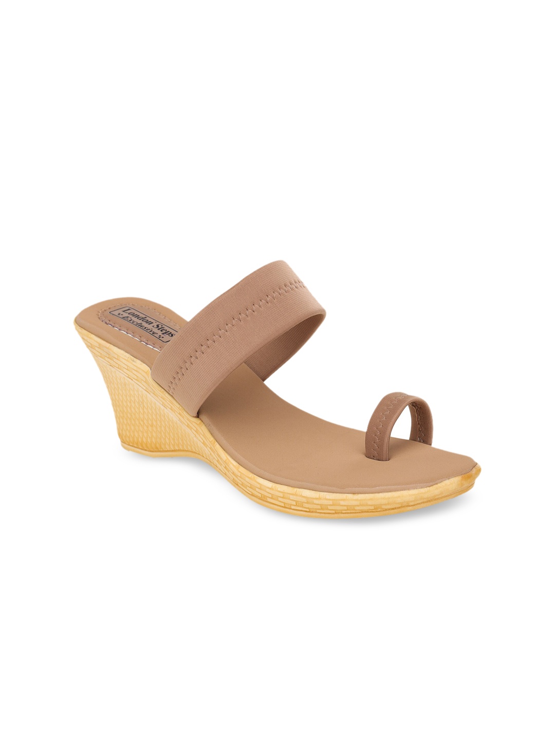 

LONDON STEPS Brown & Beige Textured Wedge Sandals