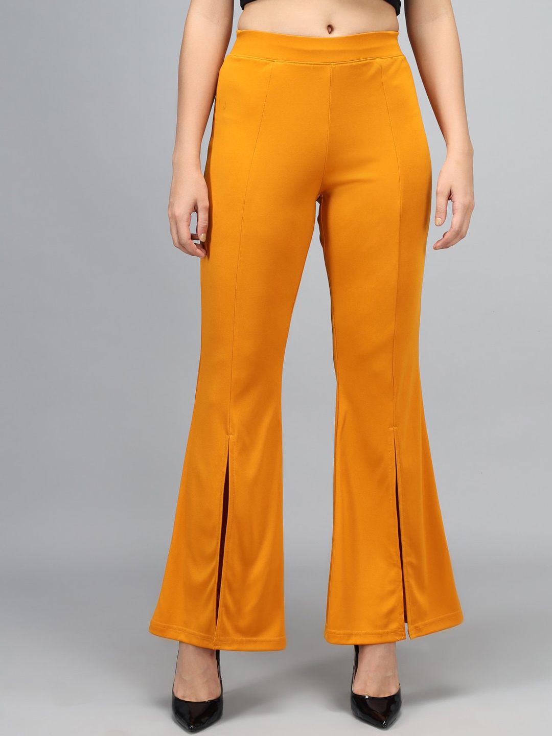 

Kotty Women Yellow Flared High-Rise Parallel Trousers