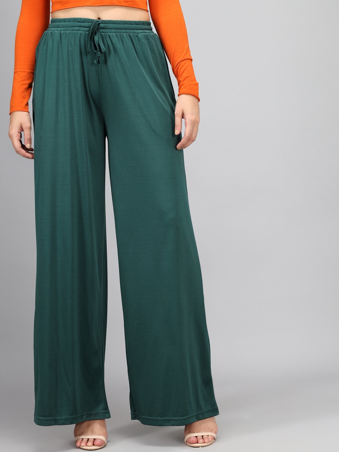 

Kotty Women Green Loose Fit High-Rise Parallel Trousers