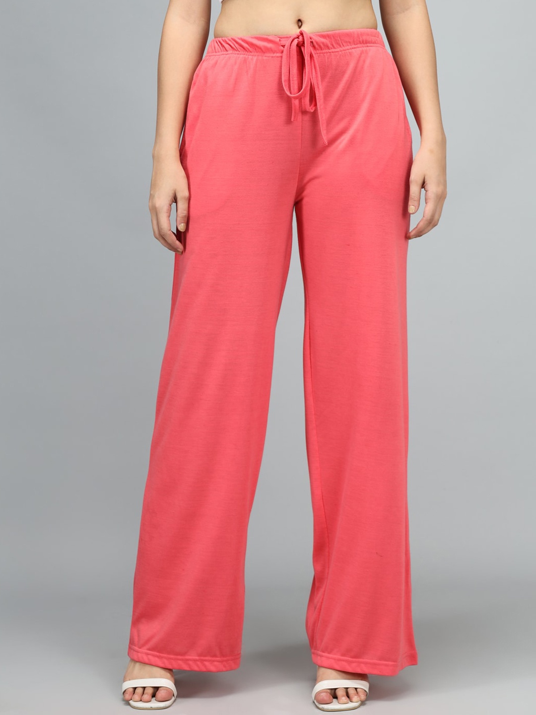 

Kotty Women Pink Loose Fit High-Rise Parallel Trousers