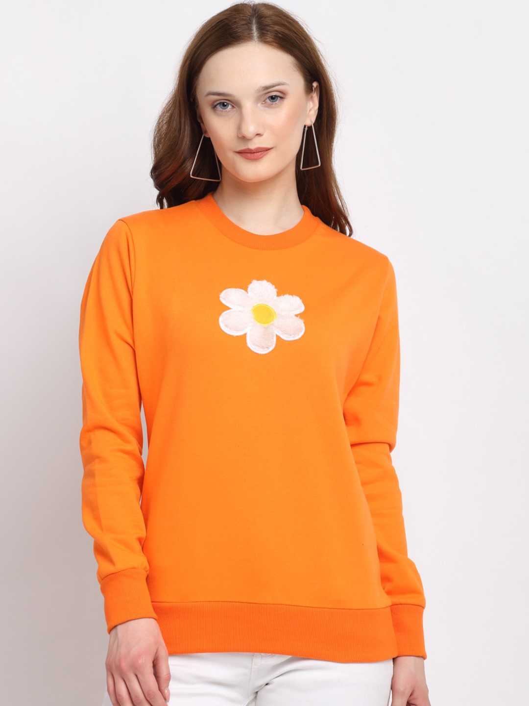 

GRIFFEL Women Orange Pullover Sweatshirt
