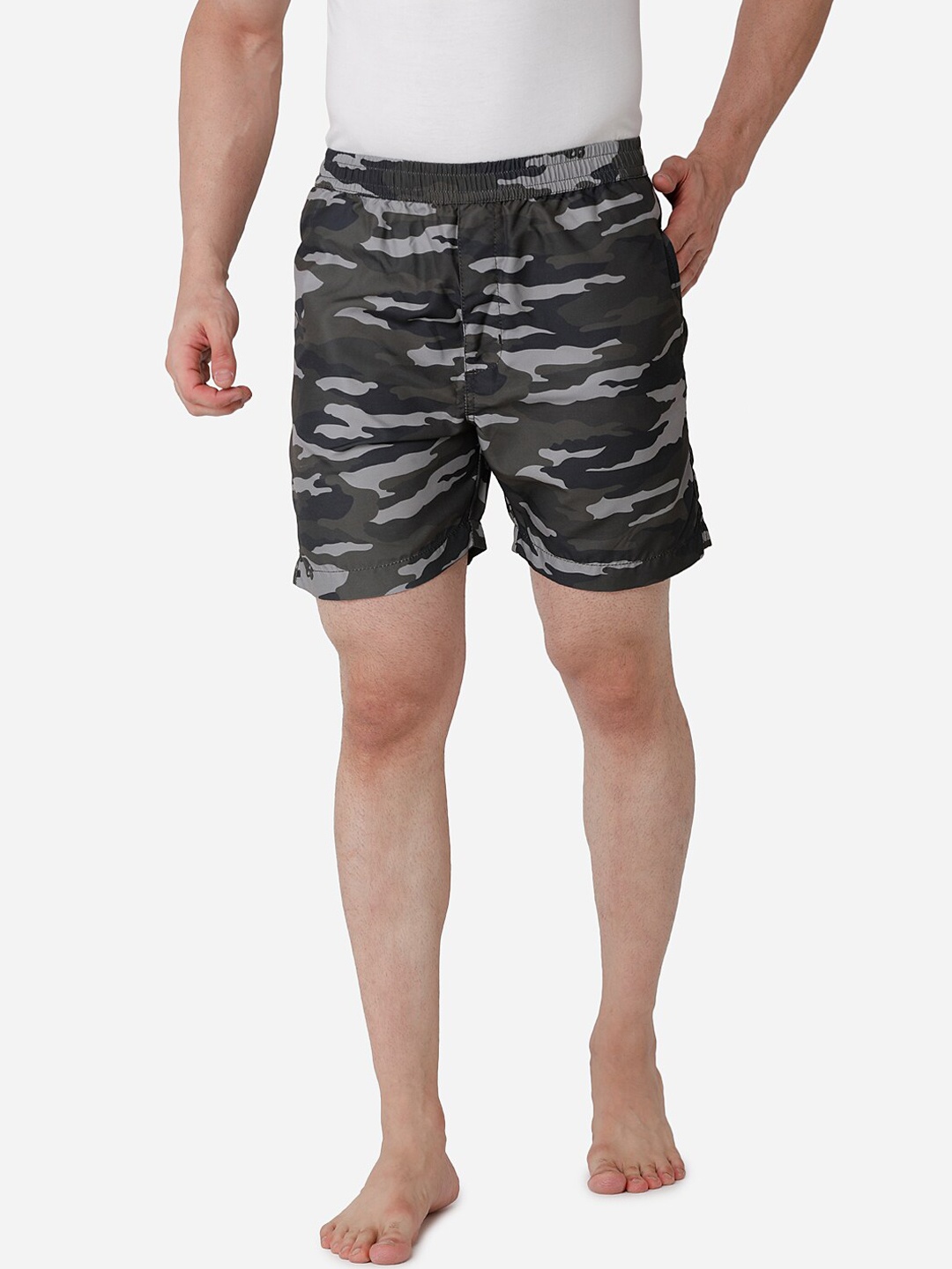 

Beevee Men Olive-Green & Grey Camouflage Printed Boxers OMBX3097OLIVE