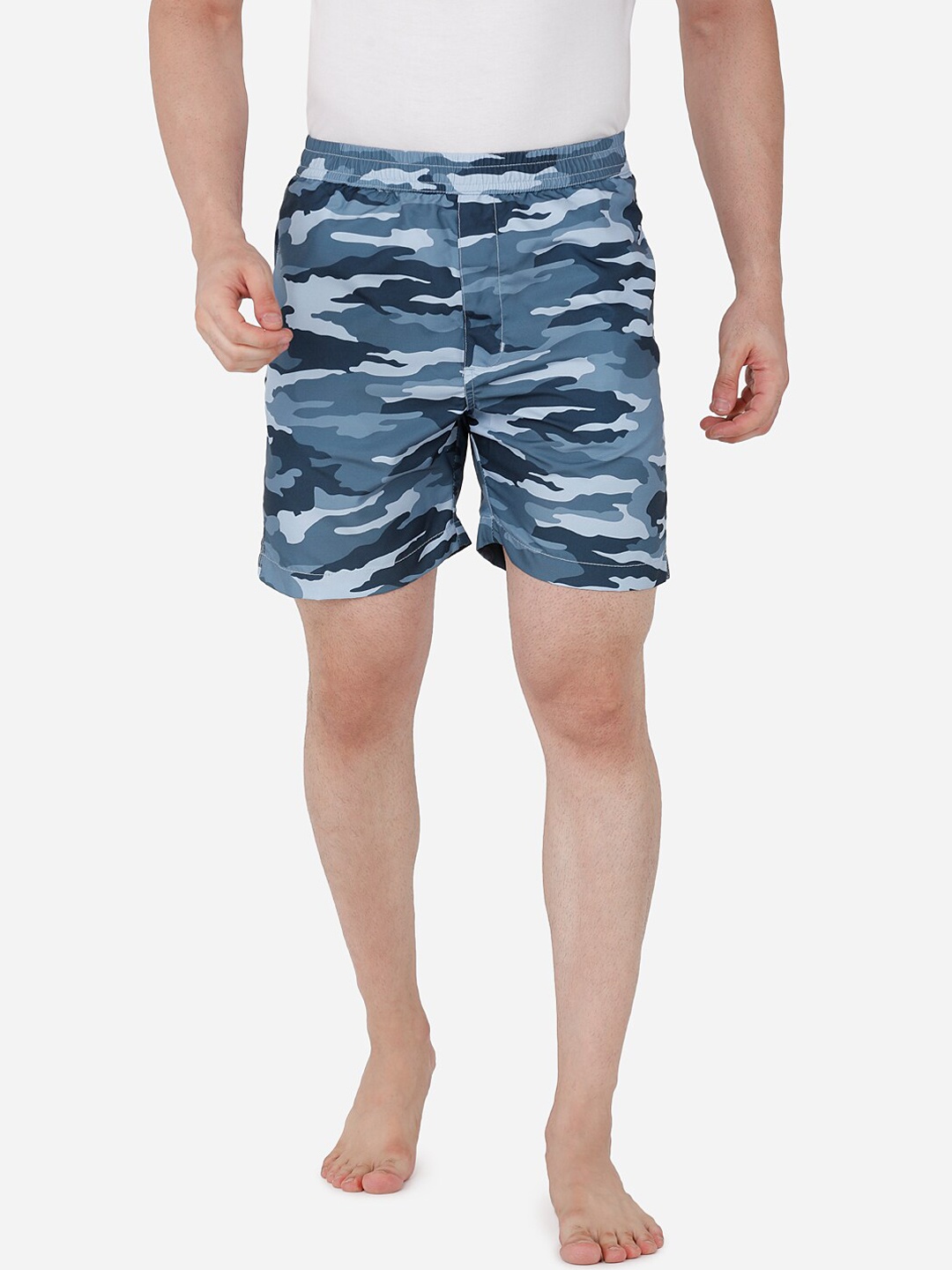 

beevee Men Blue & Navy-Blue Camouflage Printed Boxers OMBX3097SKYBLUE