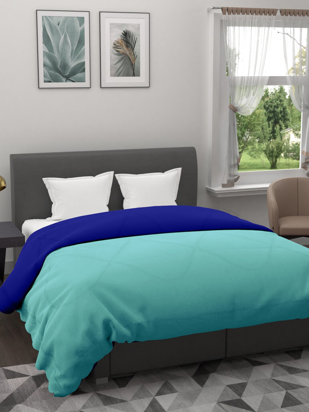 

Clasiko Turquoise Blue AC Room 233 GSM Reversible Double Bed Comforter