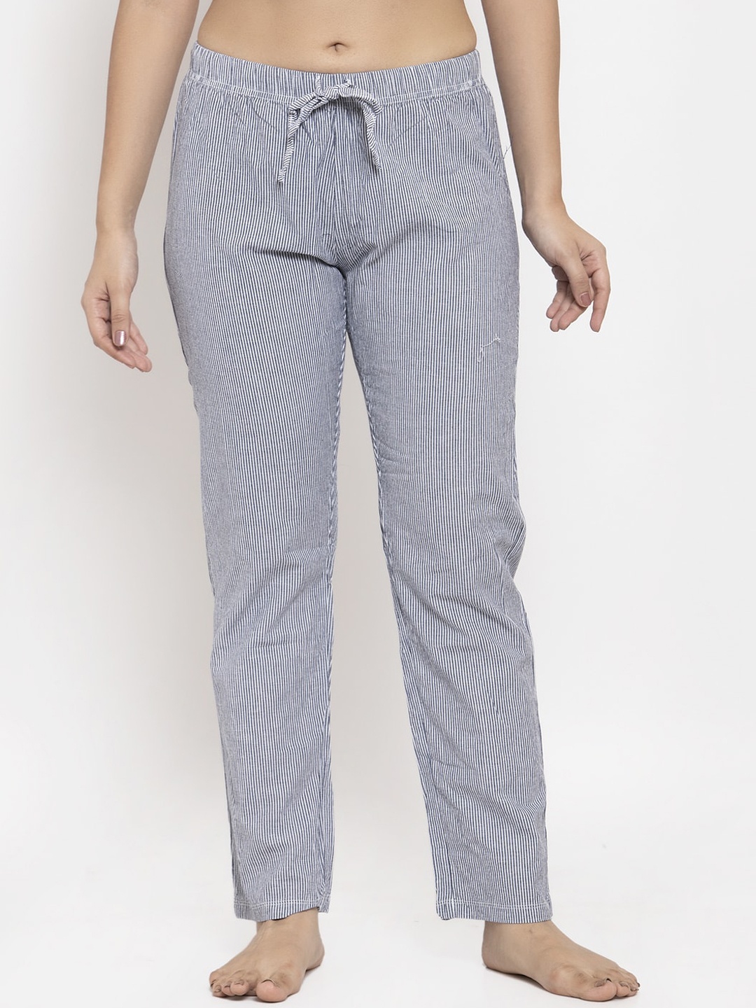 

Wolfpack Women White & Grey Striped Lounge Pants