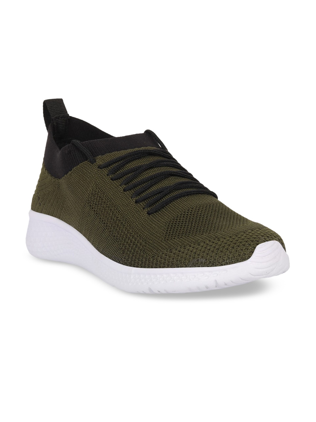 

FAST TRAX Men Olive Green Woven Design Lightweight Slip-On Sneakers