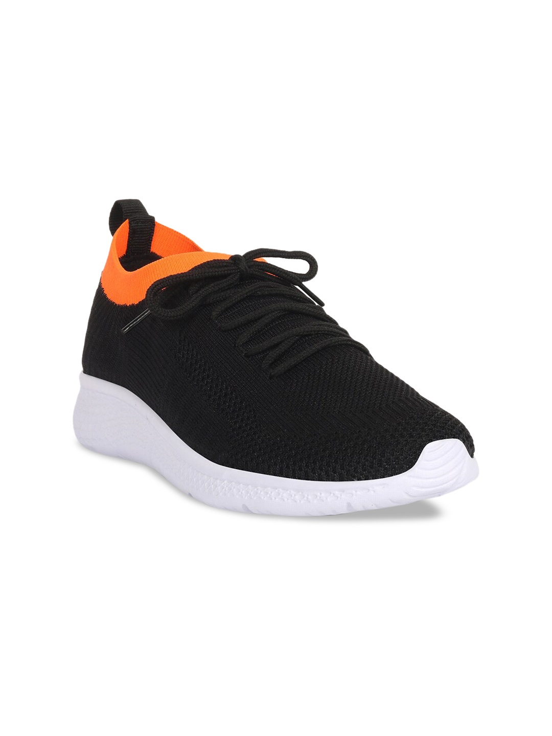 

FAST TRAX Men Black & Orange Woven Design Slip-On Sneakers