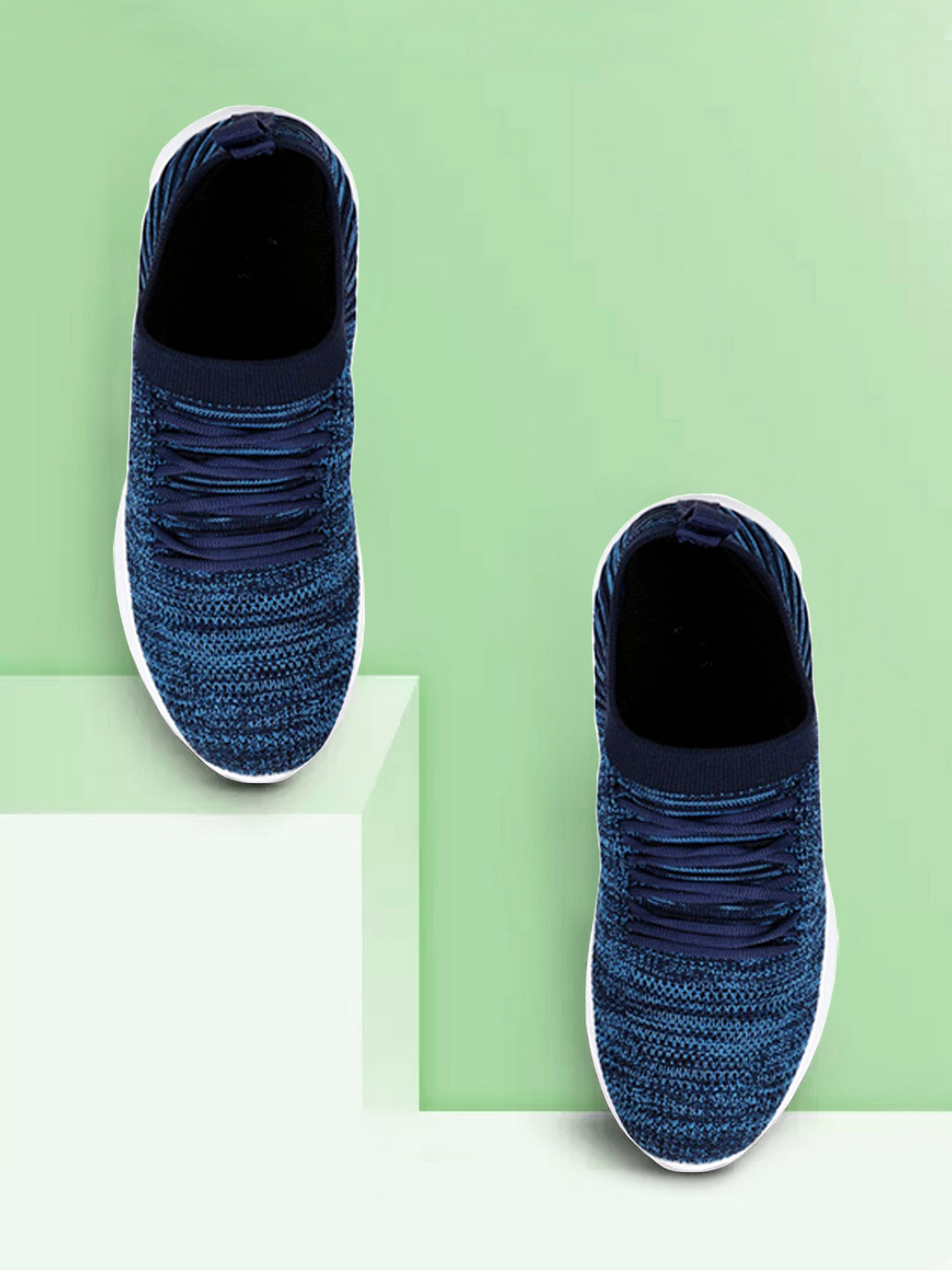 

FAST TRAX Men Navy Blue Woven Designed Slip-On Sneakers