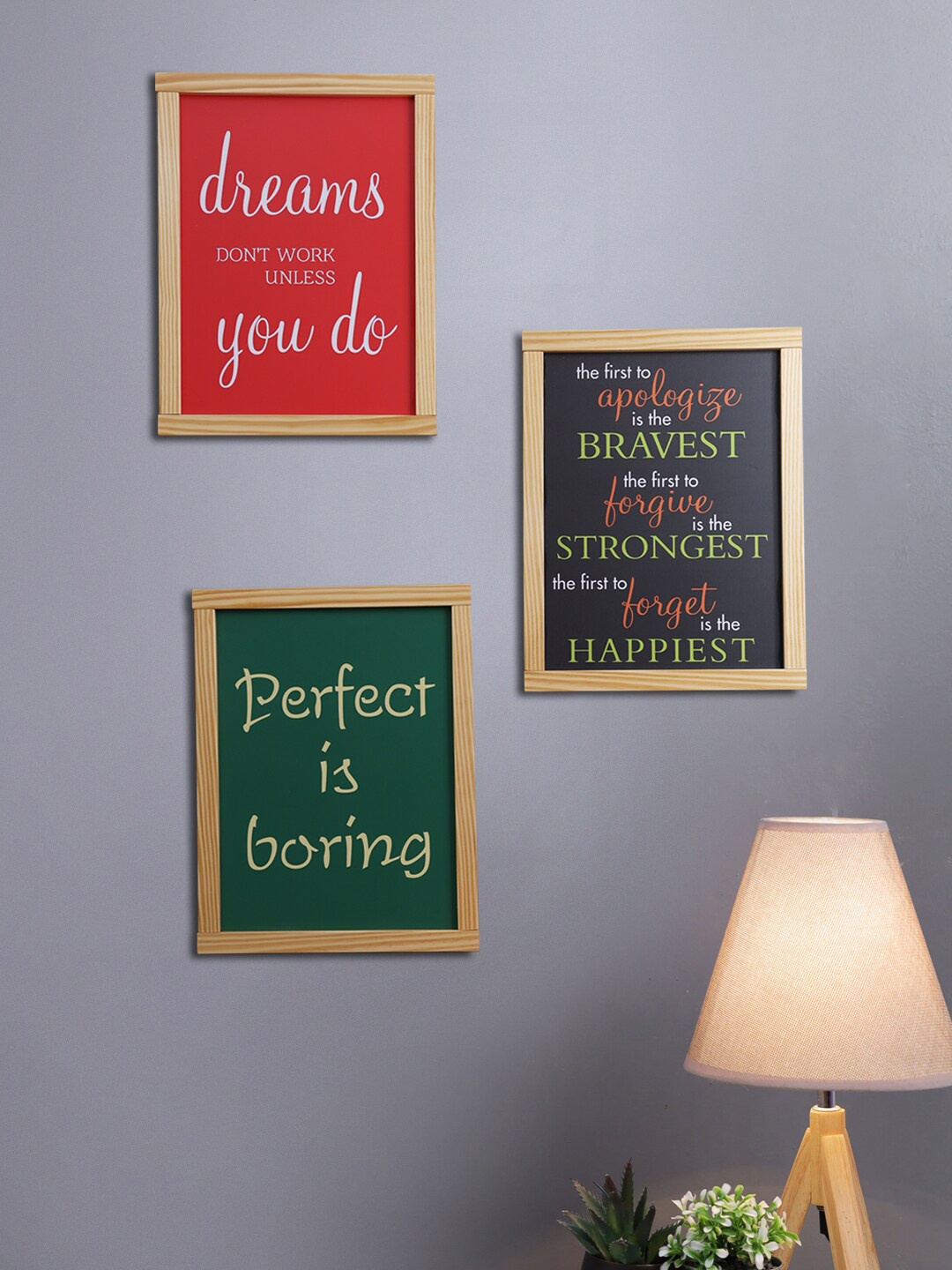 

Safal Set Of 3 Beige Shaded Wooden Wall Posters