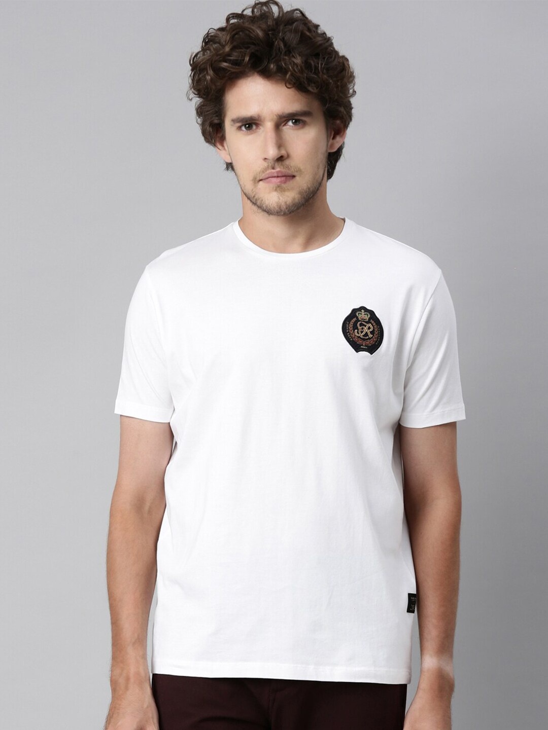 

RARE RABBIT Men Crown T Slim Fit Applique T-Shirt, White