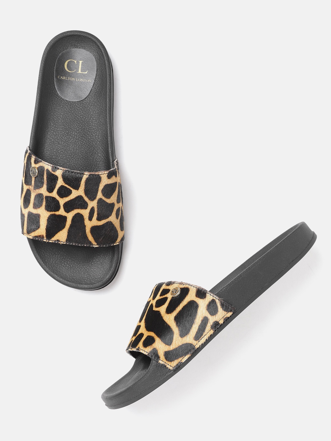 

Carlton London Women Beige & Brown Leopard Print Open Toe Flats