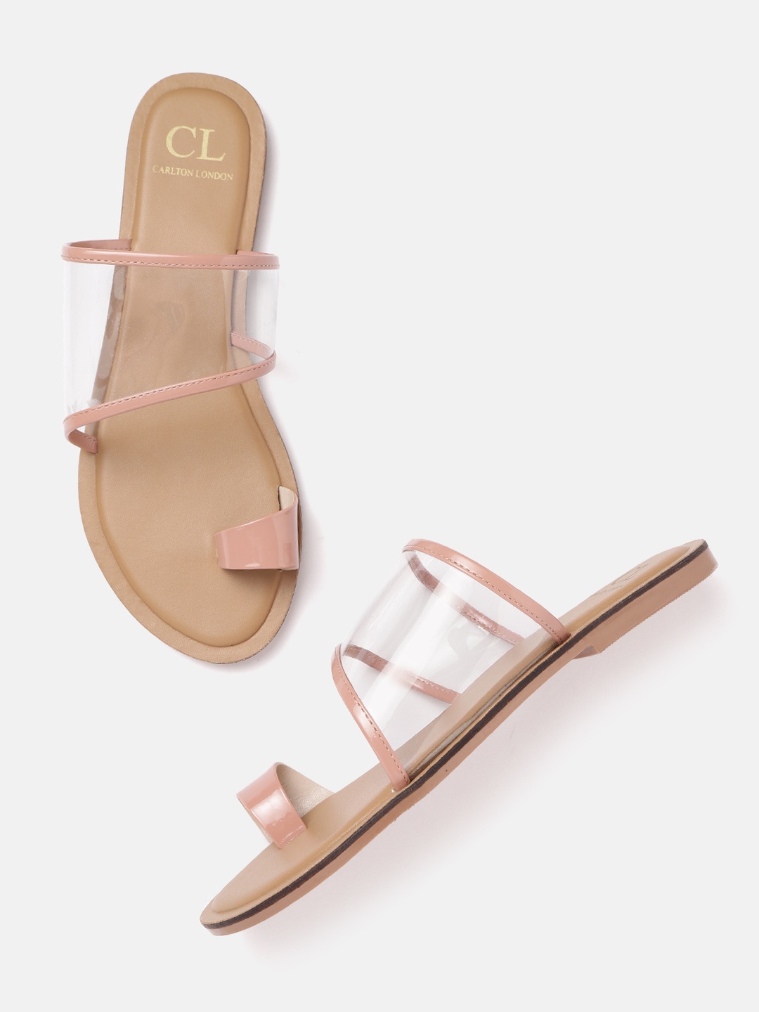 

Carlton London Women Peach-Coloured & Transparent Solid One Toe Flats